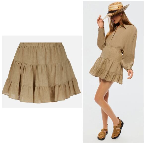 Nocturne Dresses & Skirts - NOCTURNE -NwoT- Tiered Linen Beige Ruffle Mini Skirt | Small